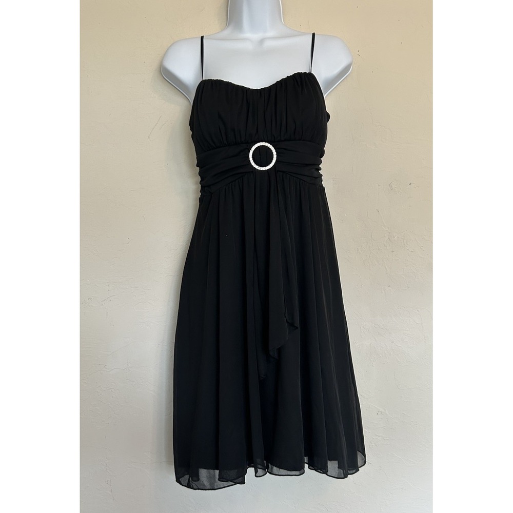 Vintage Y2K Black Ruby Rox Babydoll‎ Slip Dress L Black Fairy Grunge Mesh Party